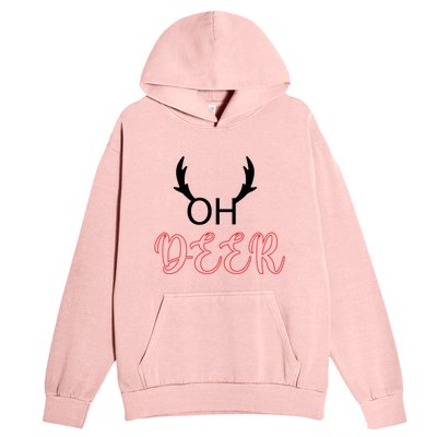 Funny Oh Deer With Christmas Reindeer Antlers Gift Urban Pullover Hoodie