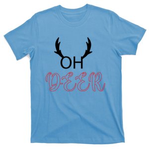 Funny Oh Deer With Christmas Reindeer Antlers Gift T-Shirt