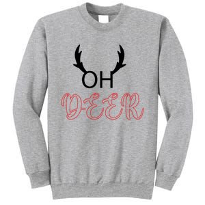 Funny Oh Deer With Christmas Reindeer Antlers Gift Sweatshirt