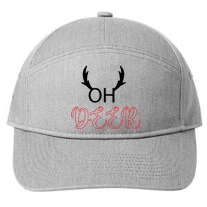 Funny Oh Deer With Christmas Reindeer Antlers Gift 7-Panel Snapback Hat