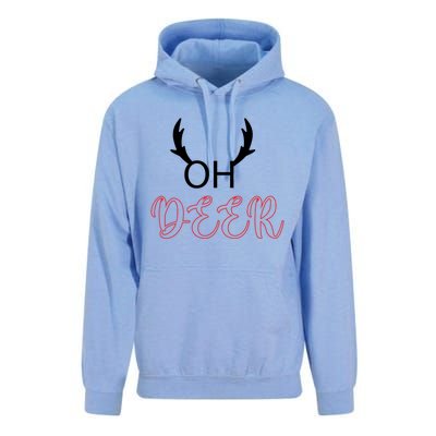 Funny Oh Deer With Christmas Reindeer Antlers Gift Unisex Surf Hoodie