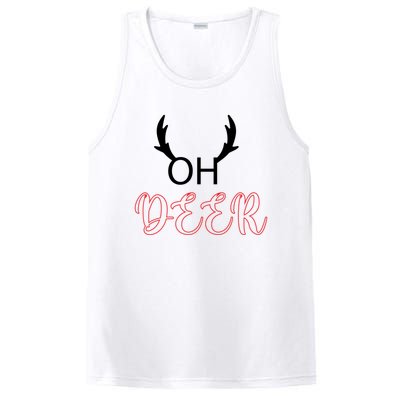 Funny Oh Deer With Christmas Reindeer Antlers Gift PosiCharge Competitor Tank