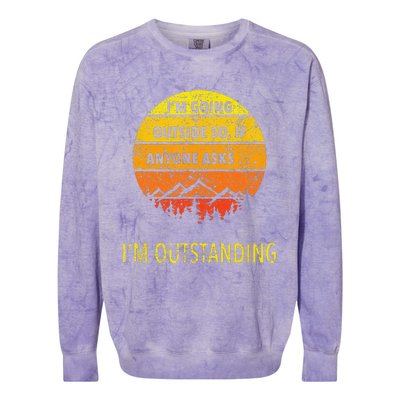 Funny Outdoor Dad Joke Pun I'm Outstanding Colorblast Crewneck Sweatshirt