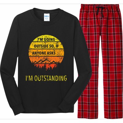 Funny Outdoor Dad Joke Pun I'm Outstanding Long Sleeve Pajama Set