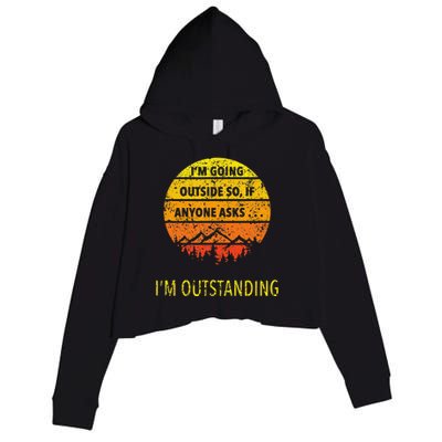 Funny Outdoor Dad Joke Pun I'm Outstanding Crop Fleece Hoodie