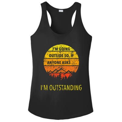 Funny Outdoor Dad Joke Pun I'm Outstanding Ladies PosiCharge Competitor Racerback Tank