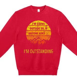 Funny Outdoor Dad Joke Pun I'm Outstanding Premium Crewneck Sweatshirt