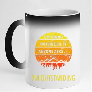 Funny Outdoor Dad Joke Pun I'm Outstanding 11oz Black Color Changing Mug