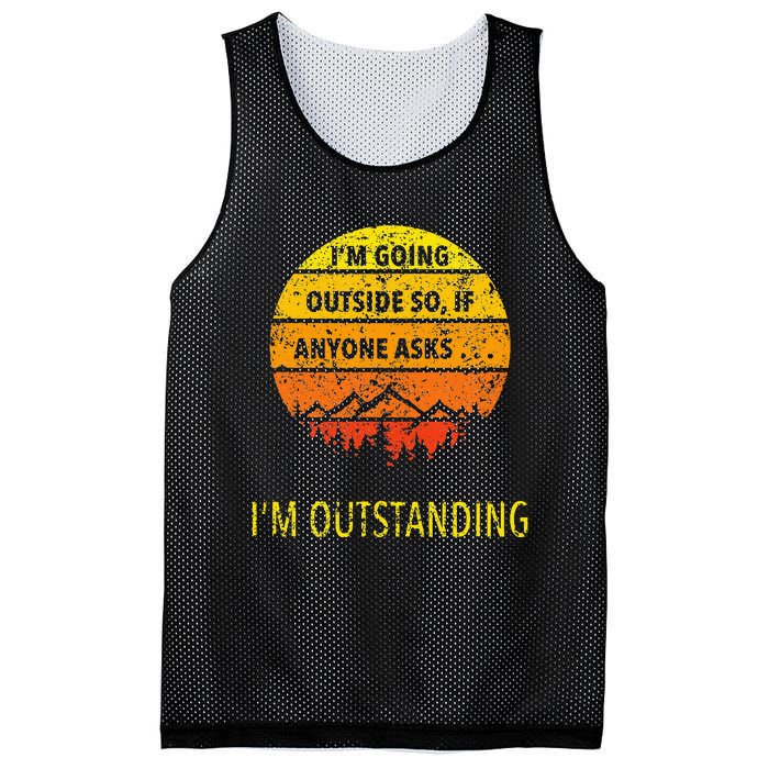 Funny Outdoor Dad Joke Pun IM Outstanding Mesh Reversible Basketball Jersey Tank