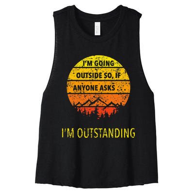 Funny Outdoor Dad Joke Pun IM Outstanding Women's Racerback Cropped Tank