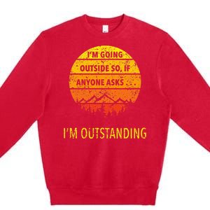 Funny Outdoor Dad Joke Pun IM Outstanding Premium Crewneck Sweatshirt