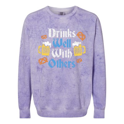 Funny Oktoberfest Drinks Well With Others Gift Colorblast Crewneck Sweatshirt