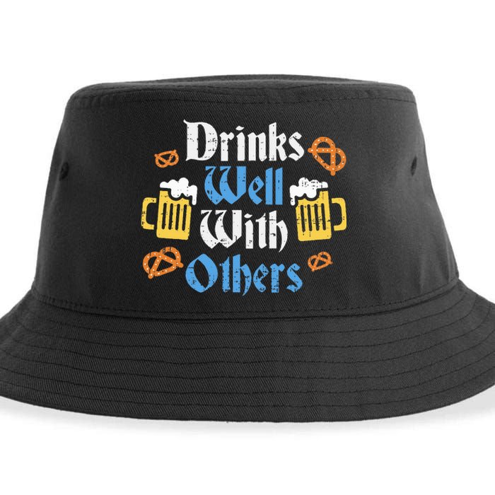 Funny Oktoberfest Drinks Well With Others Gift Sustainable Bucket Hat