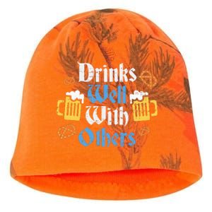 Funny Oktoberfest Drinks Well With Others Gift Kati - Camo Knit Beanie