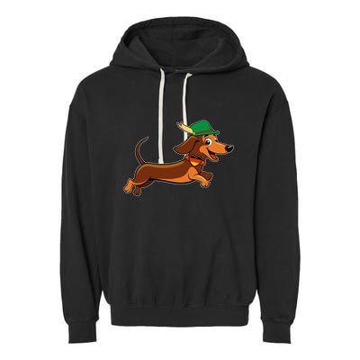 Funny Oktoberfest Dachshund Garment-Dyed Fleece Hoodie