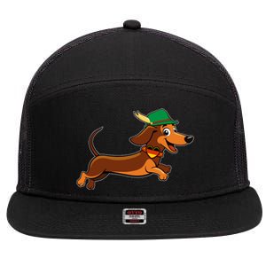 Funny Oktoberfest Dachshund 7 Panel Mesh Trucker Snapback Hat