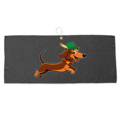 Funny Oktoberfest Dachshund Large Microfiber Waffle Golf Towel