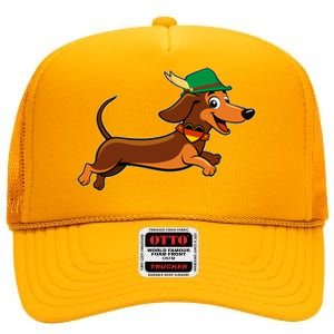 Funny Oktoberfest Dachshund High Crown Mesh Back Trucker Hat