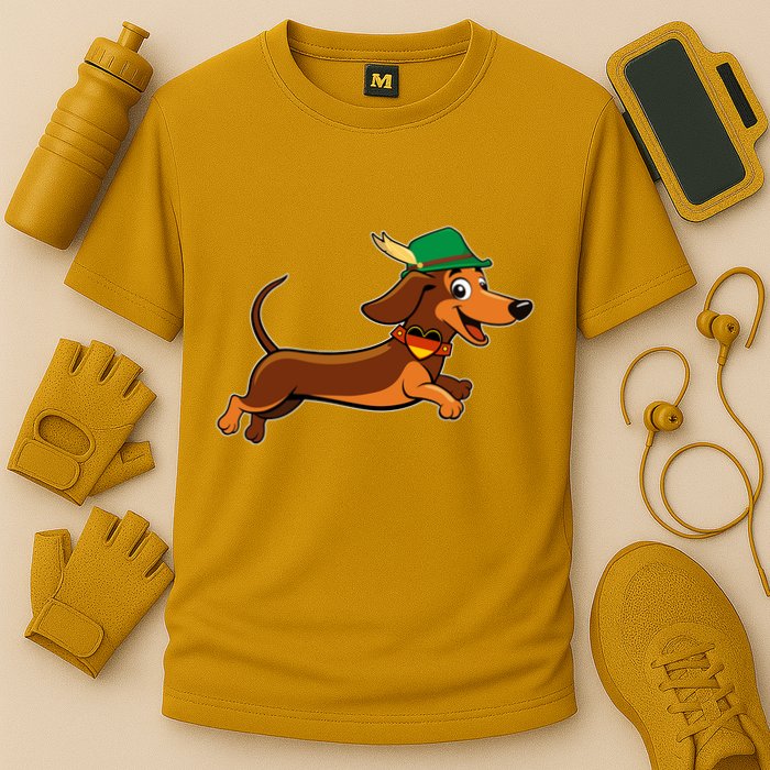 Funny Oktoberfest Dachshund Cooling Performance Crew T-Shirt