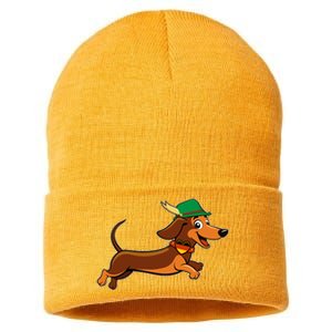 Funny Oktoberfest Dachshund Sustainable Knit Beanie