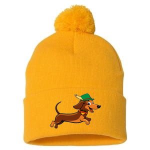 Funny Oktoberfest Dachshund Pom Pom 12in Knit Beanie