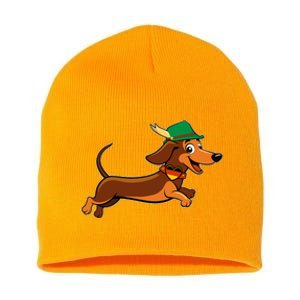 Funny Oktoberfest Dachshund Short Acrylic Beanie