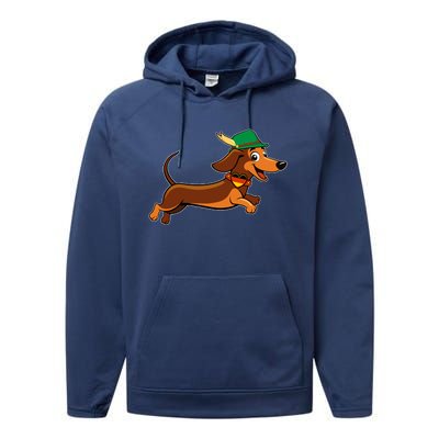 Funny Oktoberfest Dachshund Performance Fleece Hoodie