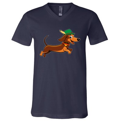 Funny Oktoberfest Dachshund V-Neck T-Shirt