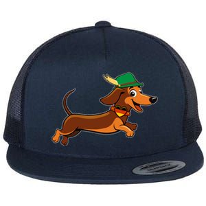 Funny Oktoberfest Dachshund Flat Bill Trucker Hat