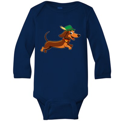 Funny Oktoberfest Dachshund Baby Long Sleeve Bodysuit