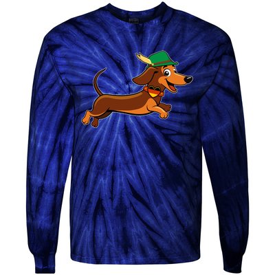 Funny Oktoberfest Dachshund Tie-Dye Long Sleeve Shirt