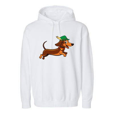 Funny Oktoberfest Dachshund Garment-Dyed Fleece Hoodie