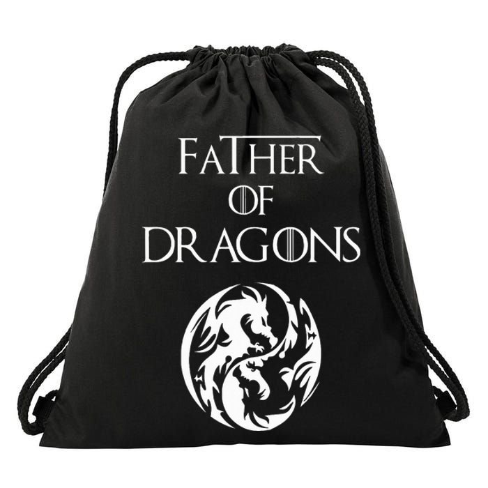 Father Of Dragons Fathers Day Drawstring Bag