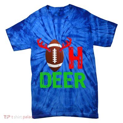 Football Oh Deer Gift Funny Christmas Reindeer Tie-Dye T-Shirt