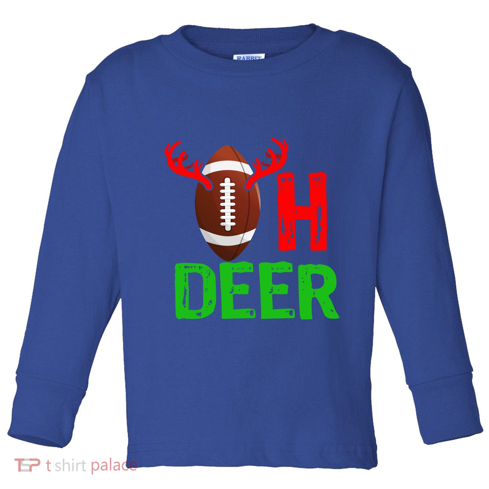 Football Oh Deer Gift Funny Christmas Reindeer Toddler Long Sleeve Shirt