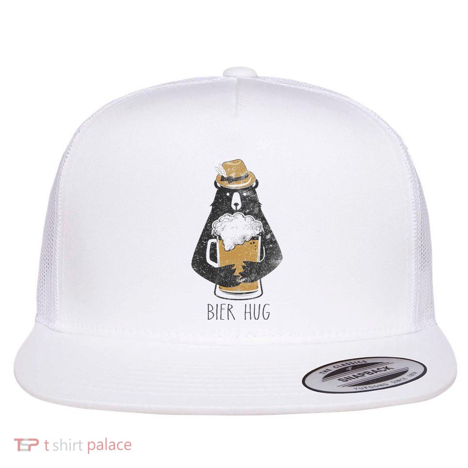 Funny Oktoberfest Design Bier Beer Bear Hug German Party Flat Bill Trucker Hat