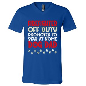 Firefighter Offgiftduty Dog Dad Fire Retired Retiret Great Gift V-Neck T-Shirt