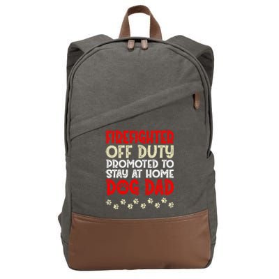 Firefighter Offgiftduty Dog Dad Fire Retired Retiret Great Gift Cotton Canvas Backpack