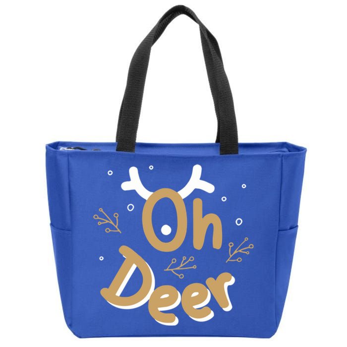 Funny Oh Deer Christmas Deer Xmas Vacation Gift Zip Tote Bag