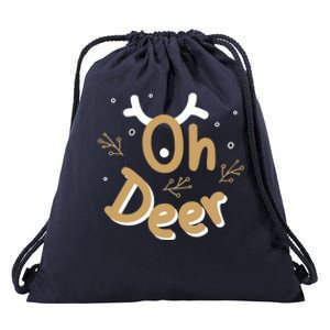 Funny Oh Deer Christmas Deer Xmas Vacation Gift Drawstring Bag