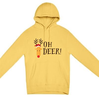 Funny Oh Deer Christmas Pun Reindeer Antler Xmas Gag Funny Gift Premium Pullover Hoodie