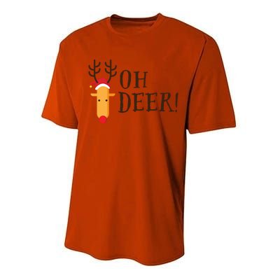 Funny Oh Deer Christmas Pun Reindeer Antler Xmas Gag Funny Gift Performance Sprint T-Shirt