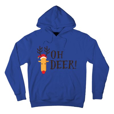 Funny Oh Deer Christmas Pun Reindeer Antler Xmas Gag Funny Gift Hoodie