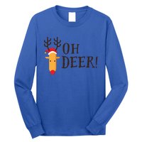 Funny Oh Deer Christmas Pun Reindeer Antler Xmas Gag Funny Gift Long Sleeve Shirt