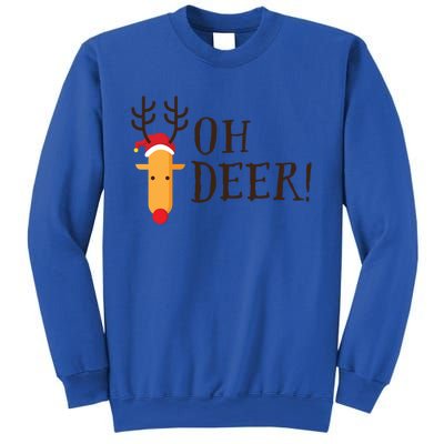 Funny Oh Deer Christmas Pun Reindeer Antler Xmas Gag Funny Gift Sweatshirt