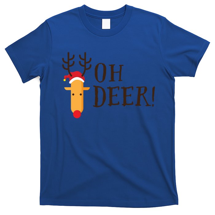 Funny Oh Deer Christmas Pun Reindeer Antler Xmas Gag Funny Gift T-Shirt