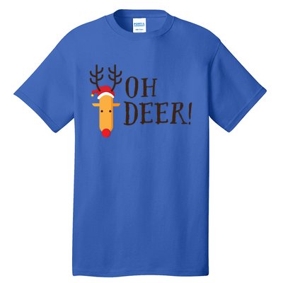 Funny Oh Deer Christmas Pun Reindeer Antler Xmas Gag Funny Gift Tall T-Shirt