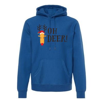 Funny Oh Deer Christmas Pun Reindeer Antler Xmas Gag Funny Gift Premium Hoodie