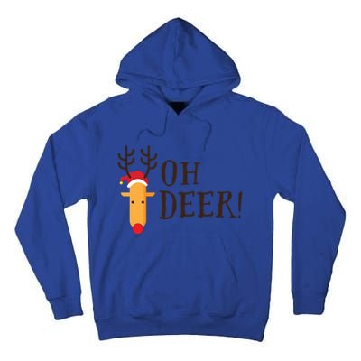 Funny Oh Deer Christmas Pun Reindeer Antler Xmas Gag Funny Gift Tall Hoodie