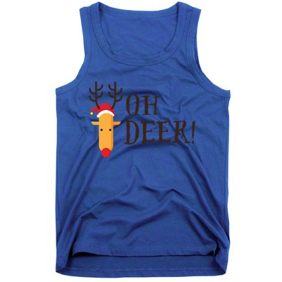 Funny Oh Deer Christmas Pun Reindeer Antler Xmas Gag Funny Gift Tank Top